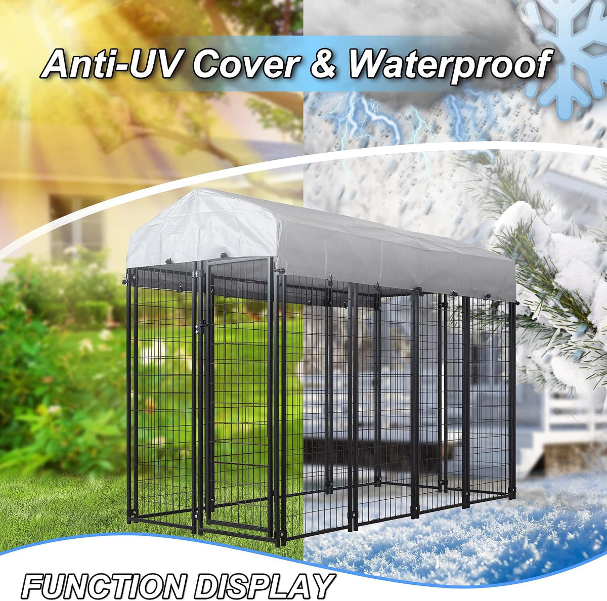 large dog kennel outside expandable outdoor pet pens, side view