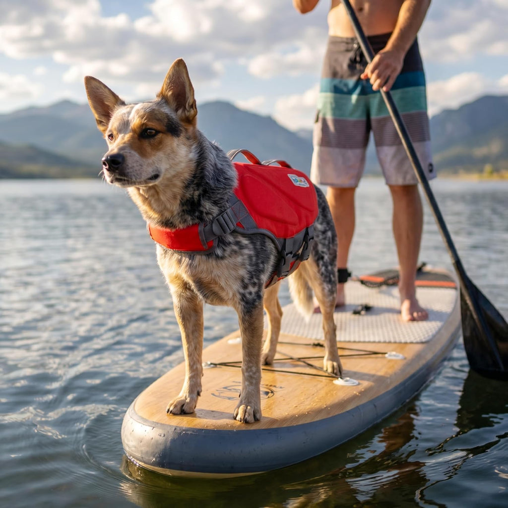 outward hound dawson swim dog life jacket, life on a desk or shelf