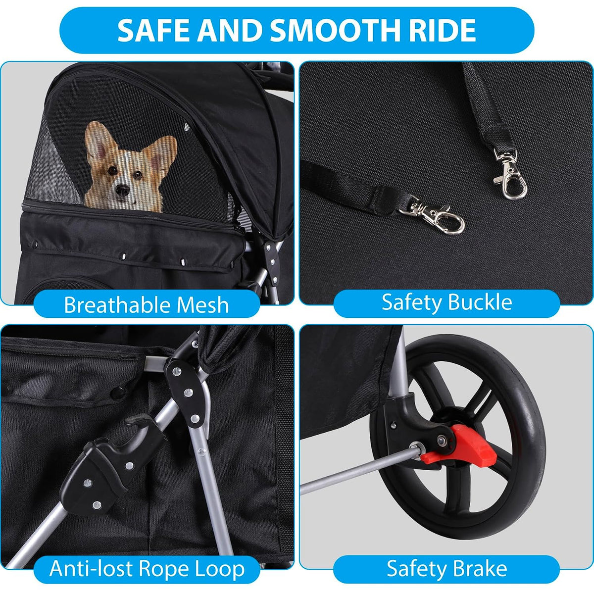 foldable pet stroller for cats and dogs 3 showing dimensions