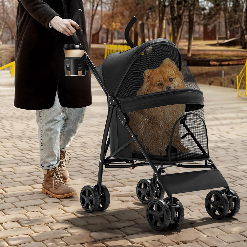 magshion compact fold pet travel stroller for small, close-up detail