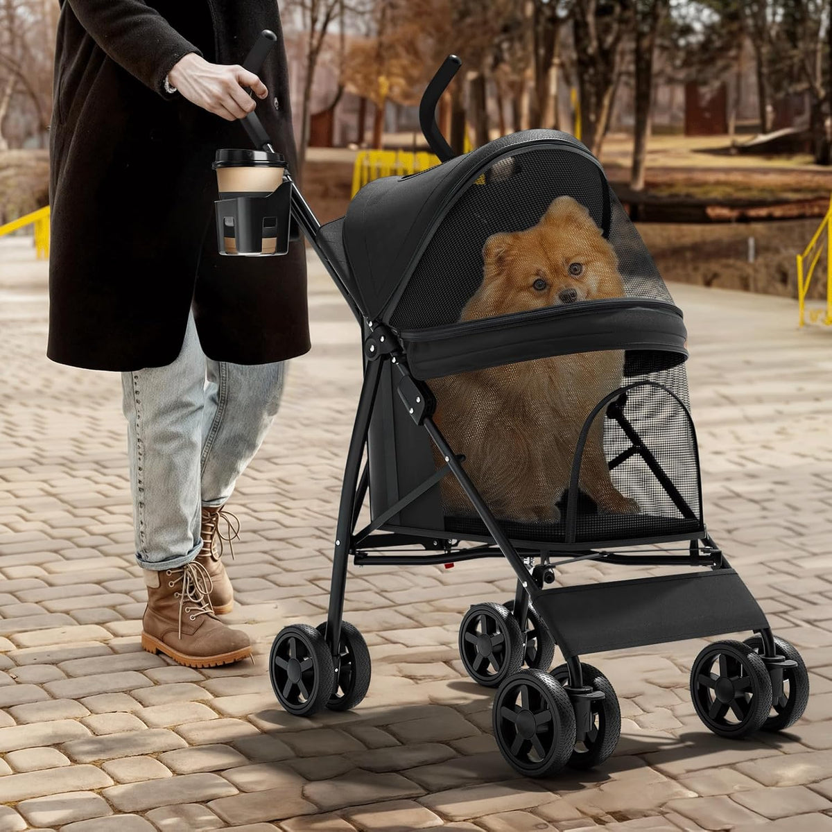 magshion compact fold pet travel stroller for small, close-up detail