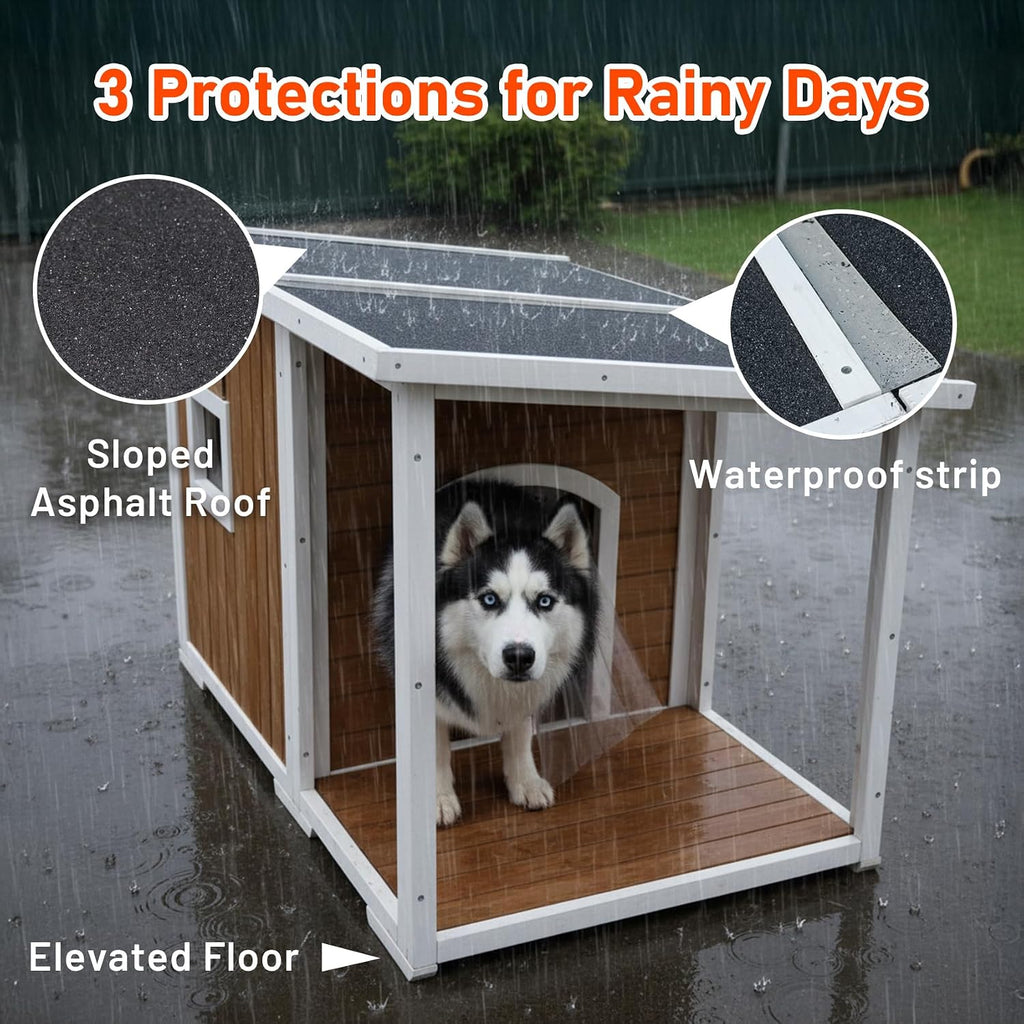 dog house outdoor large breed, 59” insulated dog, side view