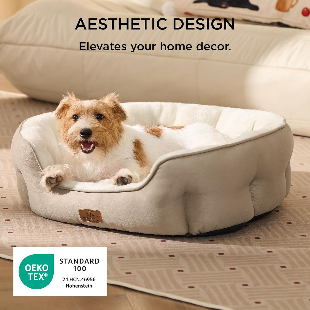 bedsure medium dog bed washable,large cat beds for, close-up detail