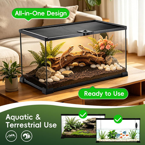 10 gallon reptile terrarium glass starter habitat with shown in use