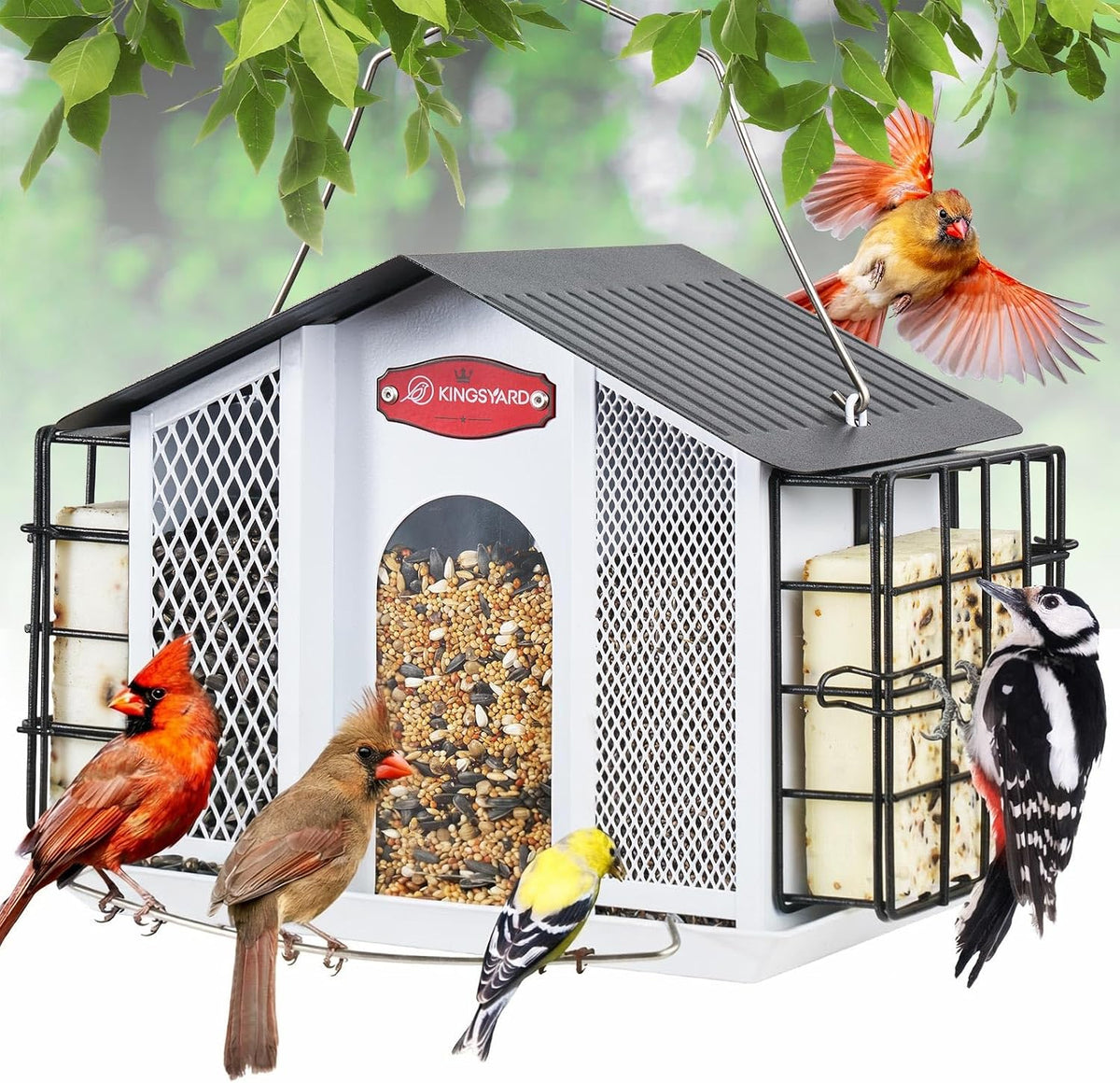 kingsyard 4-in-1 4 lbs large metal bird feeder, main product view