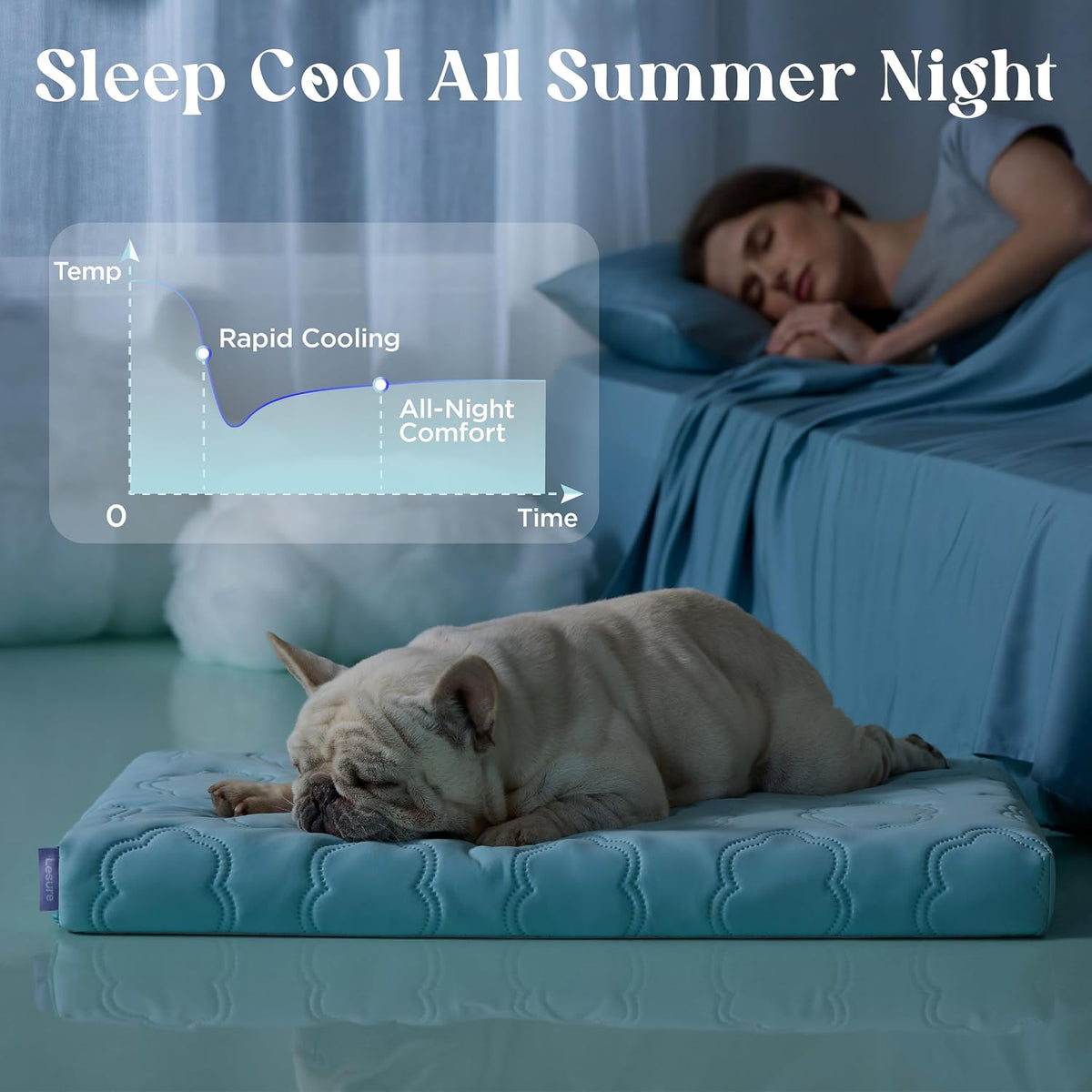 le sure apexcloud™ cooling dog bed for large, side view