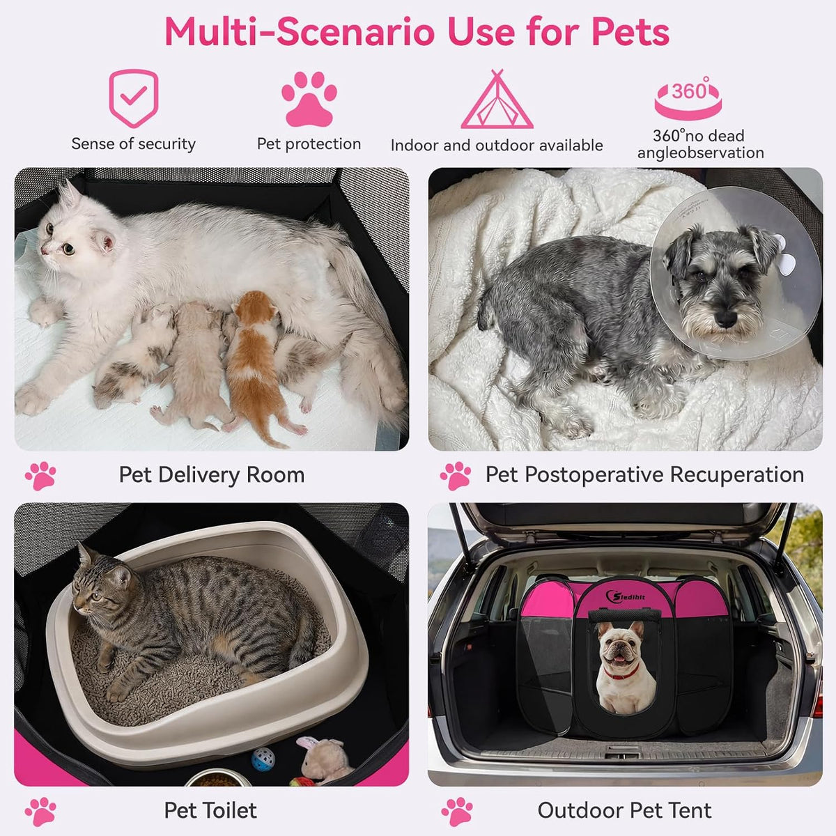 siedihit dog playpen, medium puppy pet playpen, dog, side view