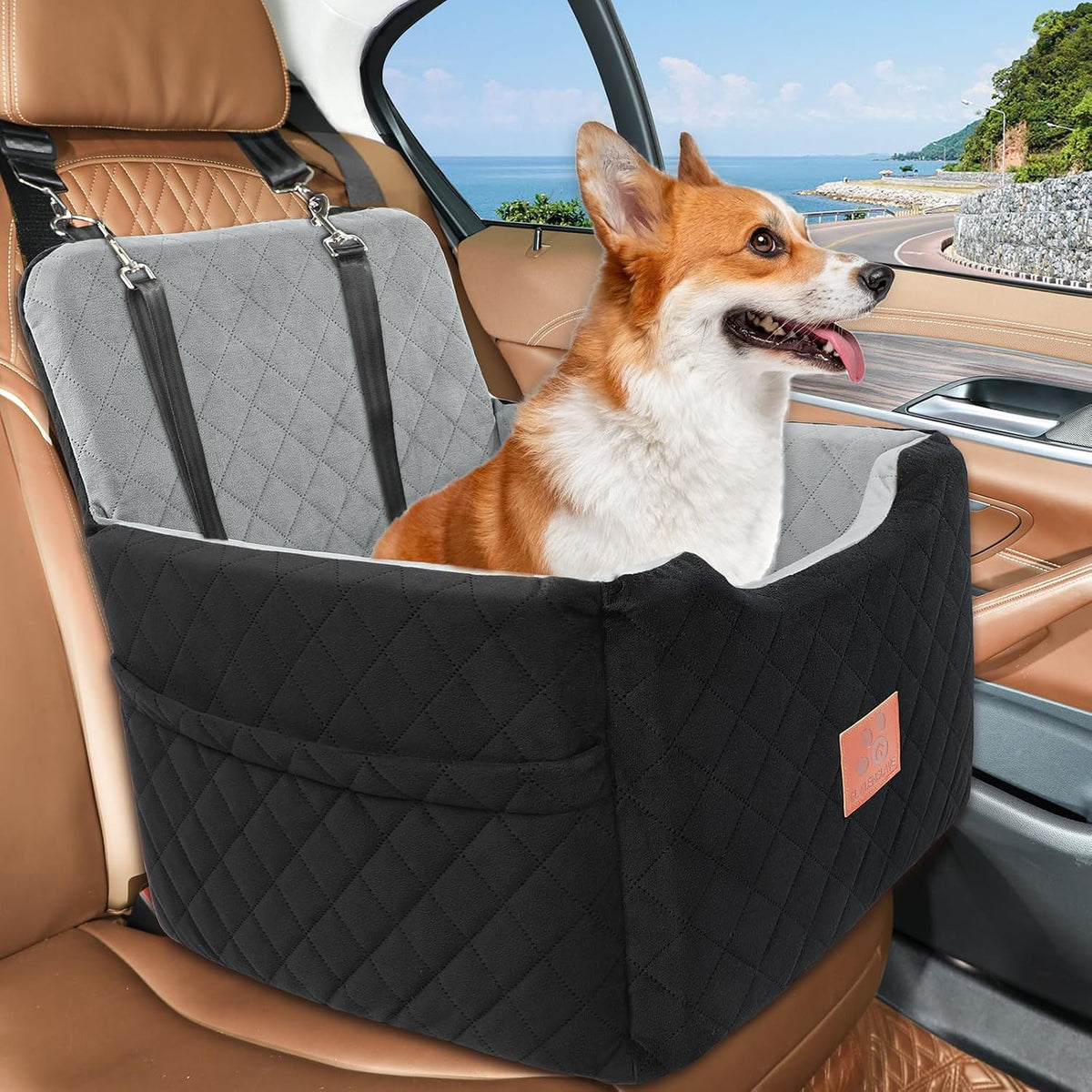 gl glenslave dog car seat for small/medium dogs, side view