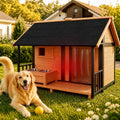 extra large dog house with porch& dog bowls, main product view