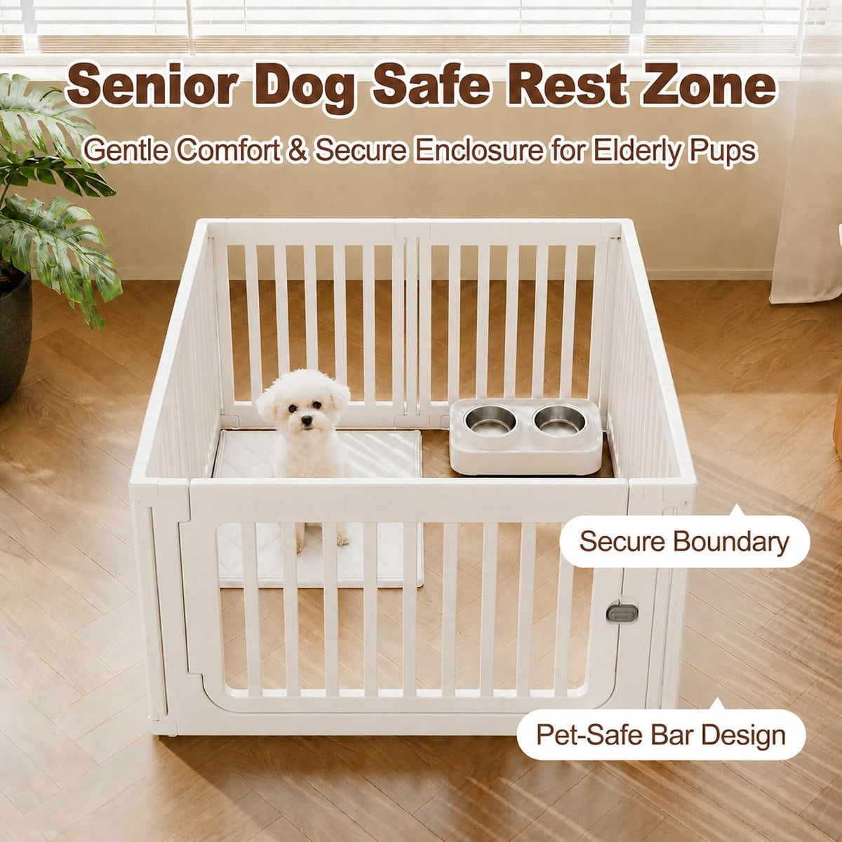 24" plastic dog playpen, 7-panel lightweight pet play shown in use
