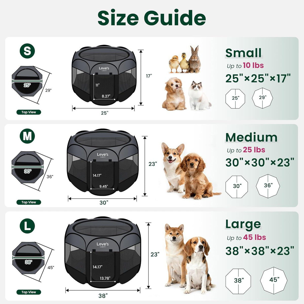 love's cabin pet puppy dog playpen, large dog shown in use