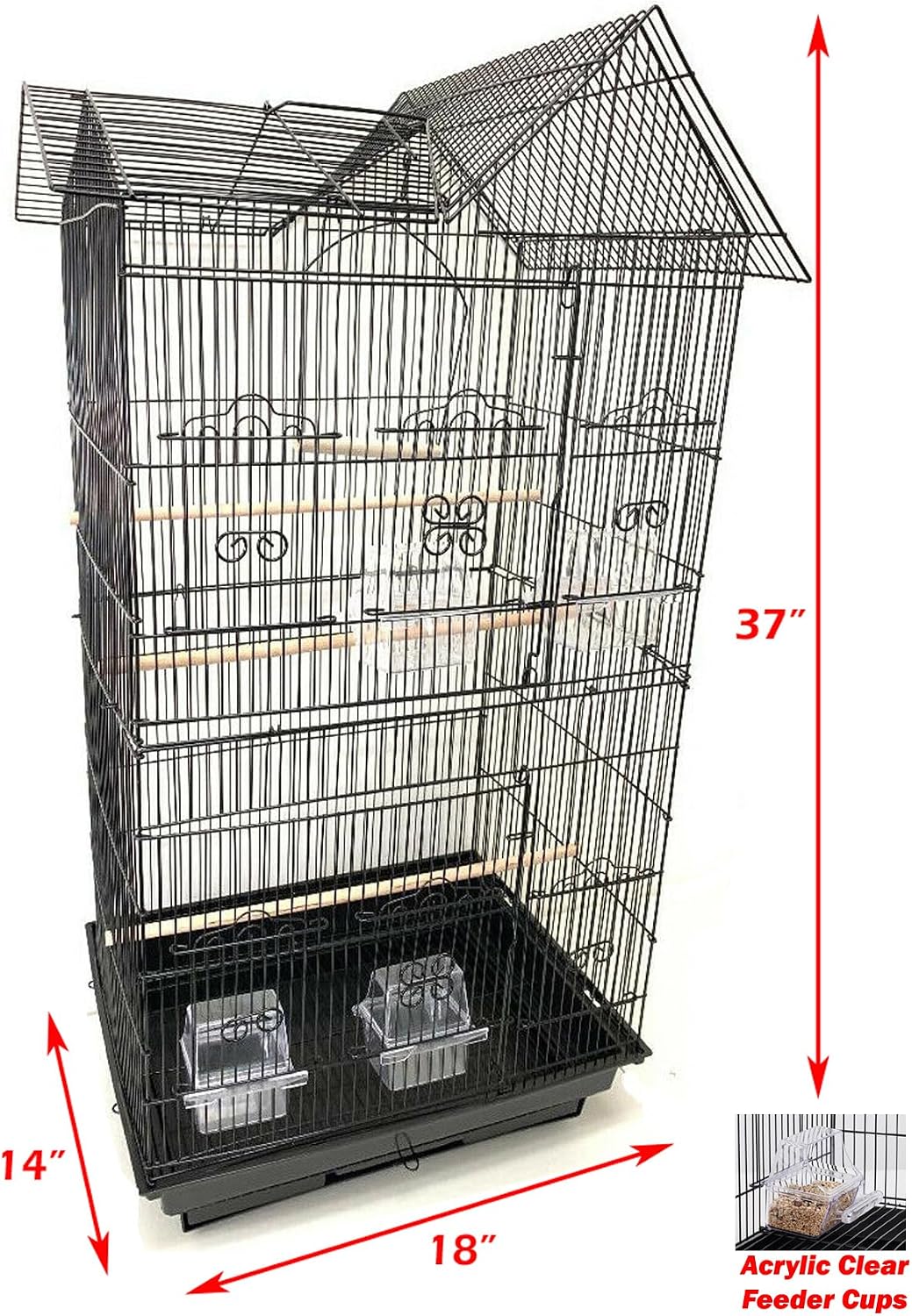 37-inch portable hanging medium flight bird cage for shown in use
