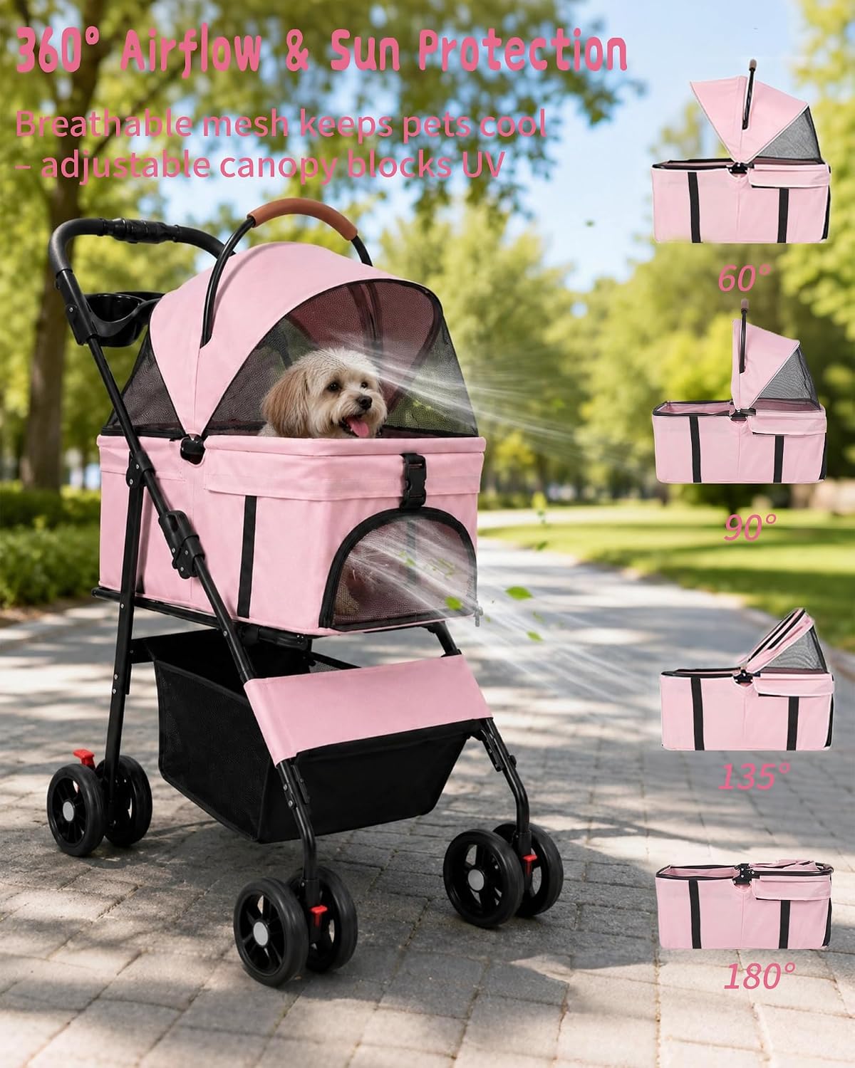 pet stroller, 3 in1 foldable dog cat stroller, package contents