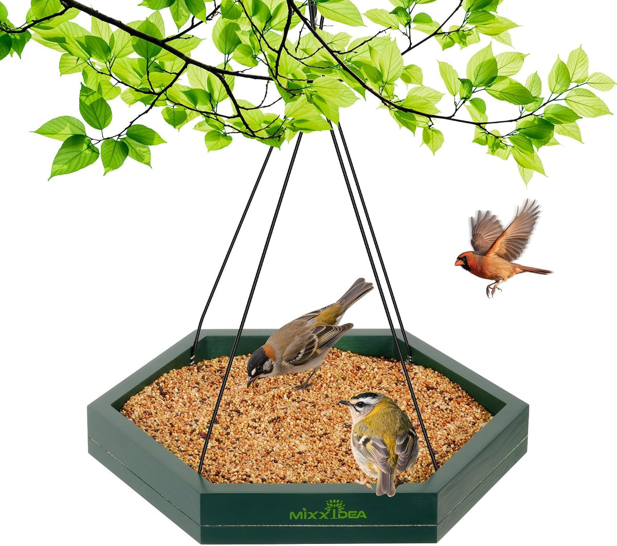 mixxidea platform bird feeder tray, hanging bird feeders, main product view
