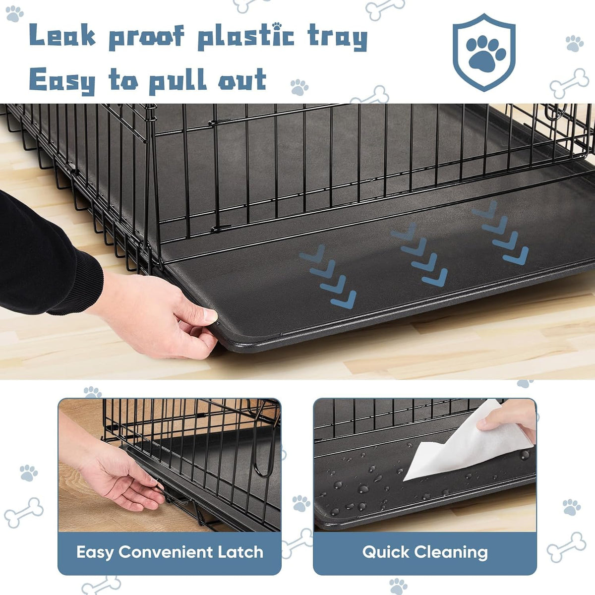 dumos 48 inch dog crate, puppy small medium, close-up detail