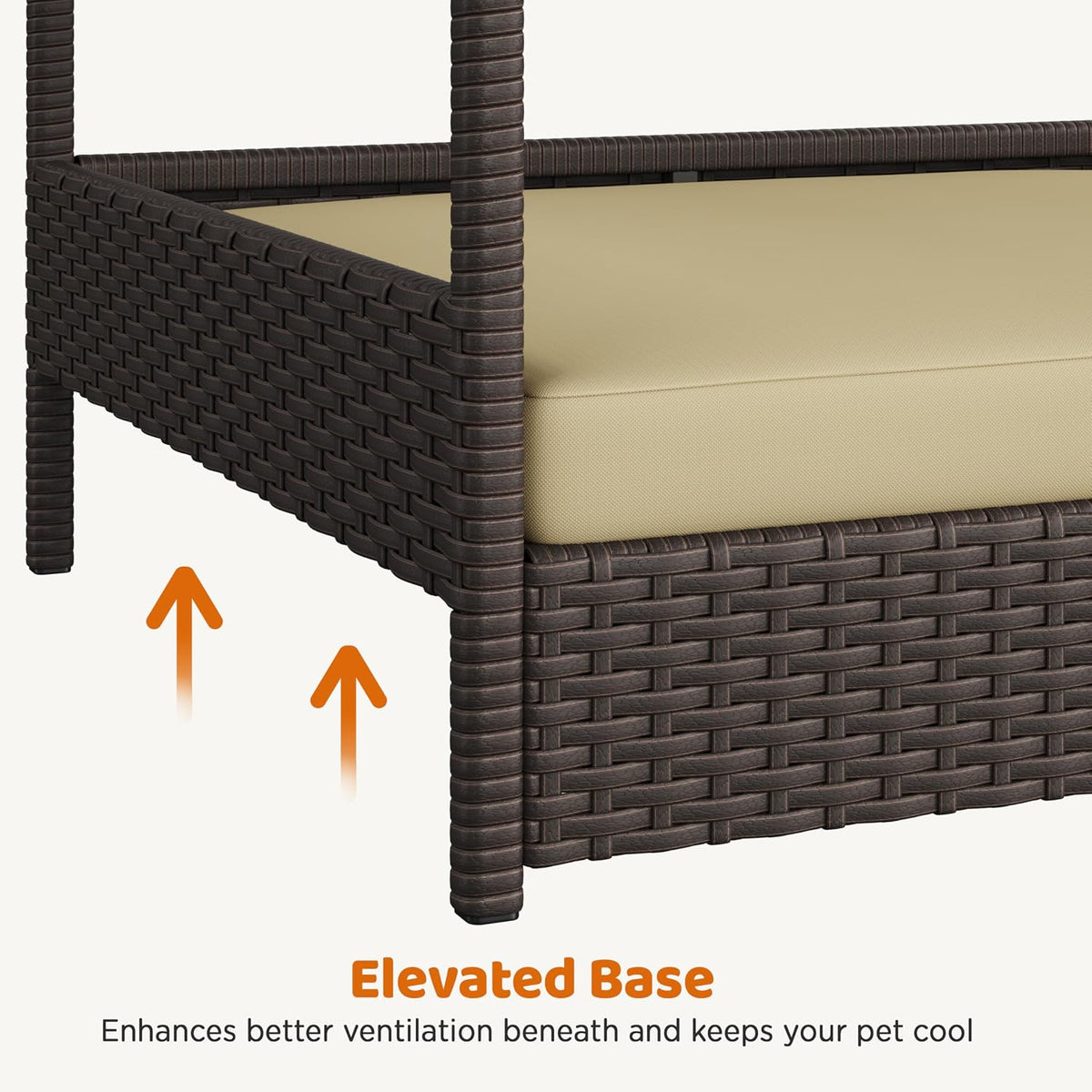 yaheetech wicker dog house outdoor indoor with canopy, view 9