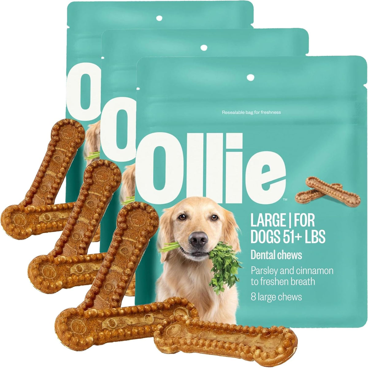 ollie dental chews for large dogs, 12 oz, main product view