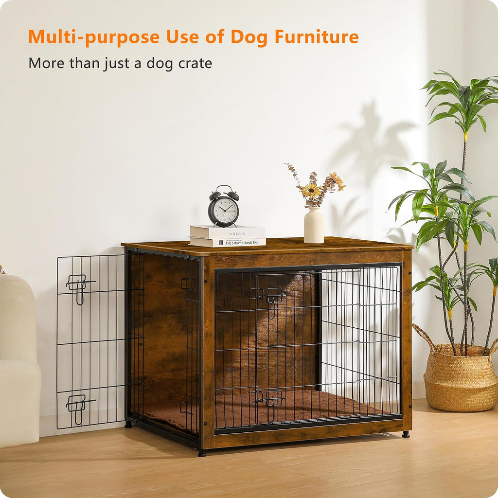 dwanton 38.5" xl dog crate furniture with cushion, view 9