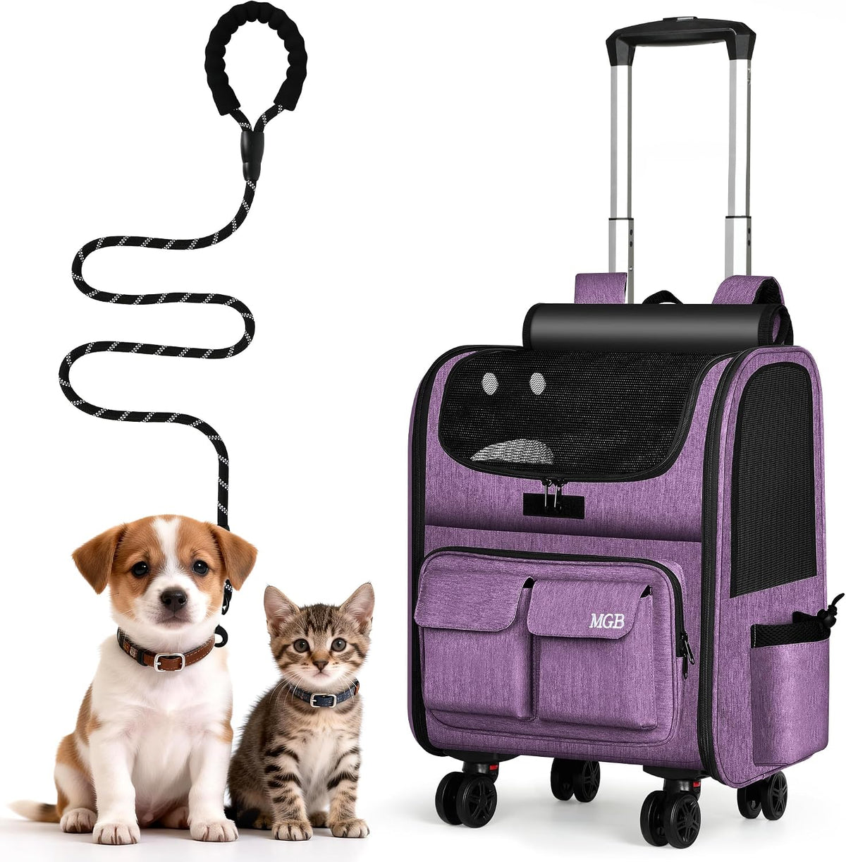 mgb rolling cat carrier with wheels, pet carrier, main product view