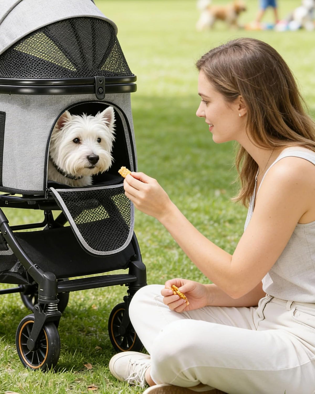gtplayer pet stroller for dogs & cats, 3-in-1, close-up detail