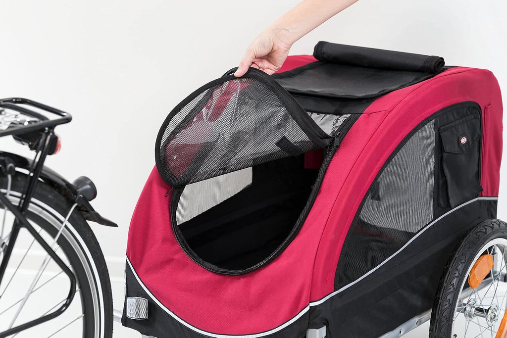 trixie large dog bike trailer - foldable pet showing dimensions