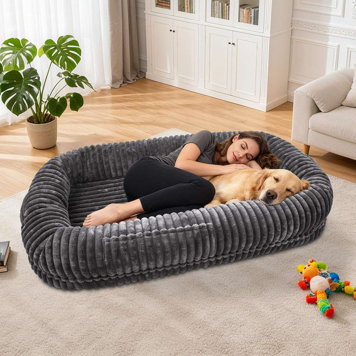 human dog bed for adult,large human size dog, front angle view