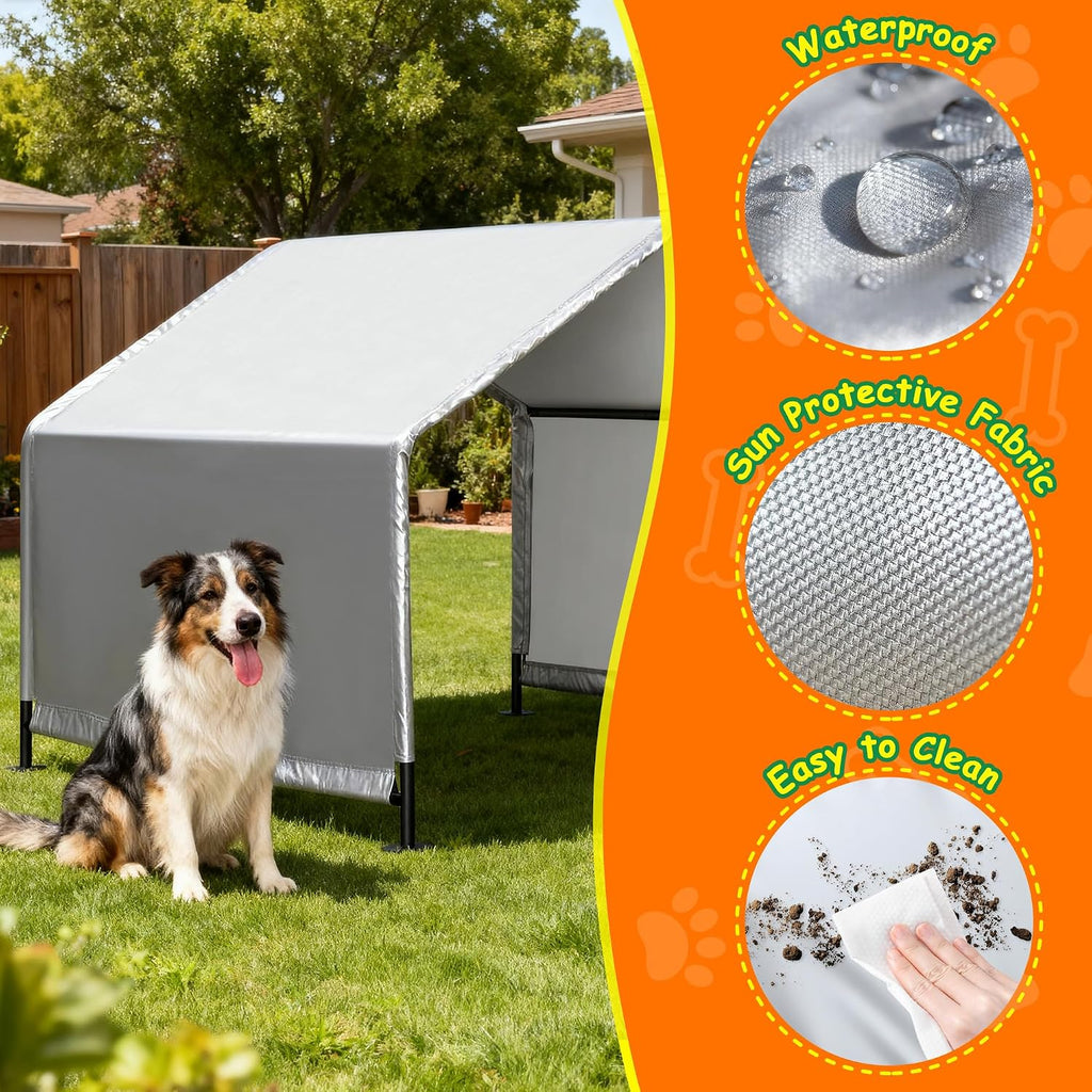 4'x 4'x 3.3' dog shade shelter, outdoor dog showing dimensions