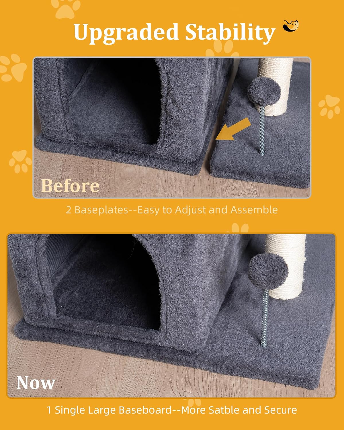 aechonow cat tree for large cat,2 cozy cat showing dimensions