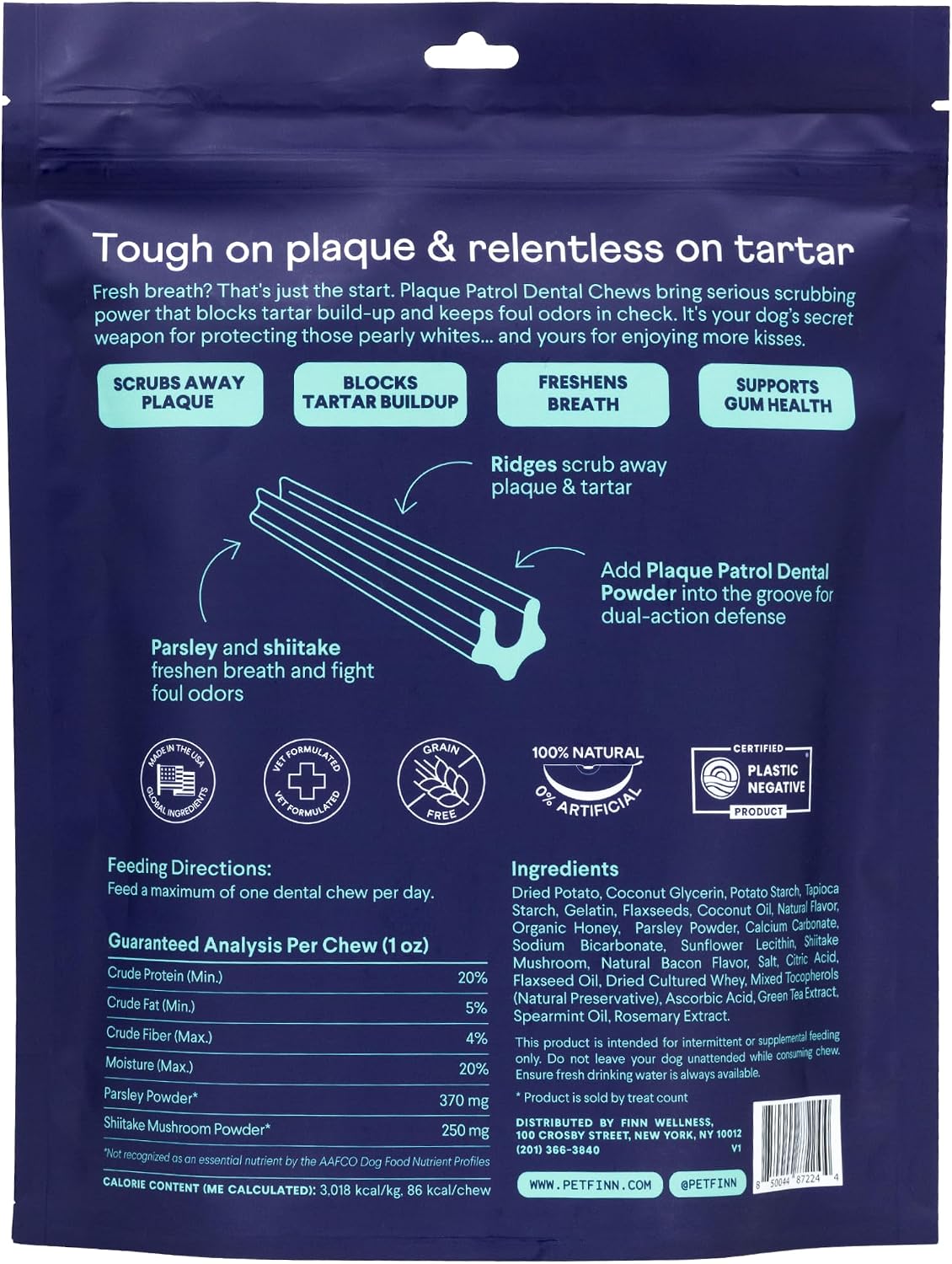 finn plaque patrol dental chews - fights tartar shown in use