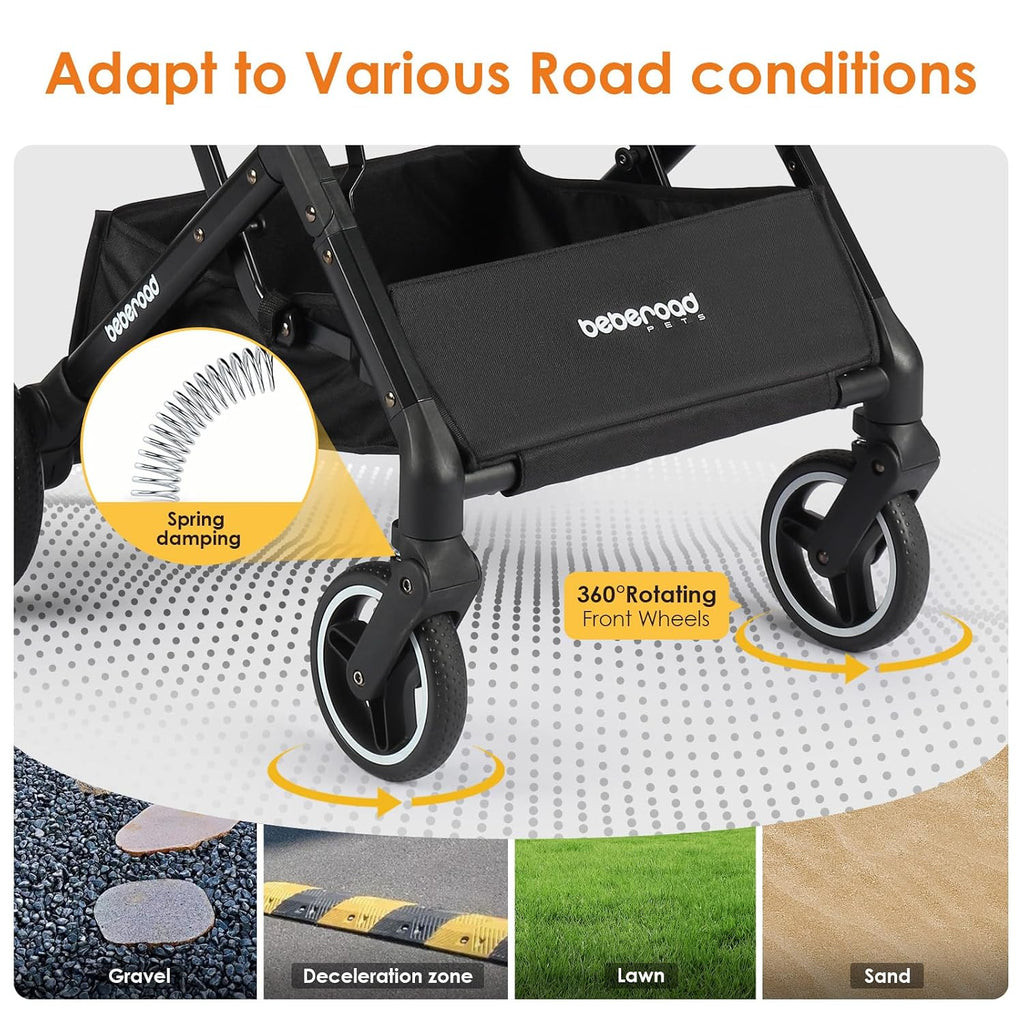 x2 pet stroller, dog cat stroller for small showing dimensions