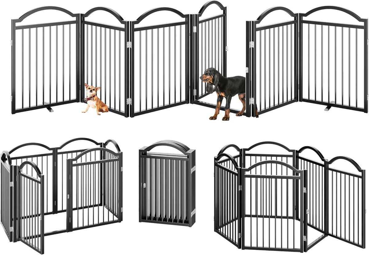 bhg metal no-assembly freestanding dog gate with door, close-up detail