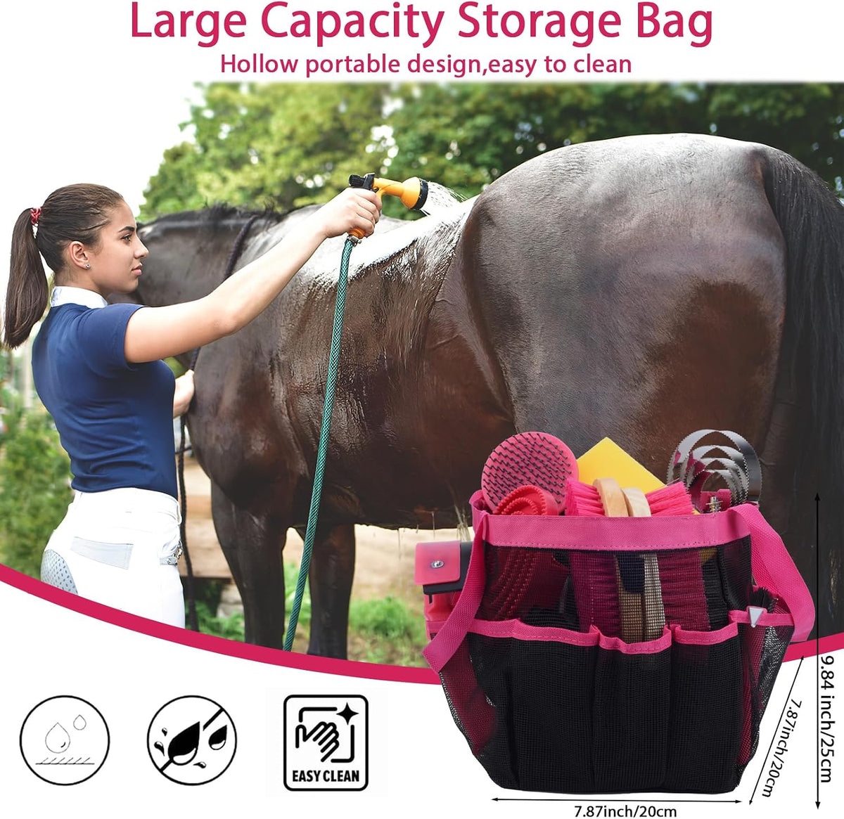 horse grooming kit 13 piece, horse brushes for, side view
