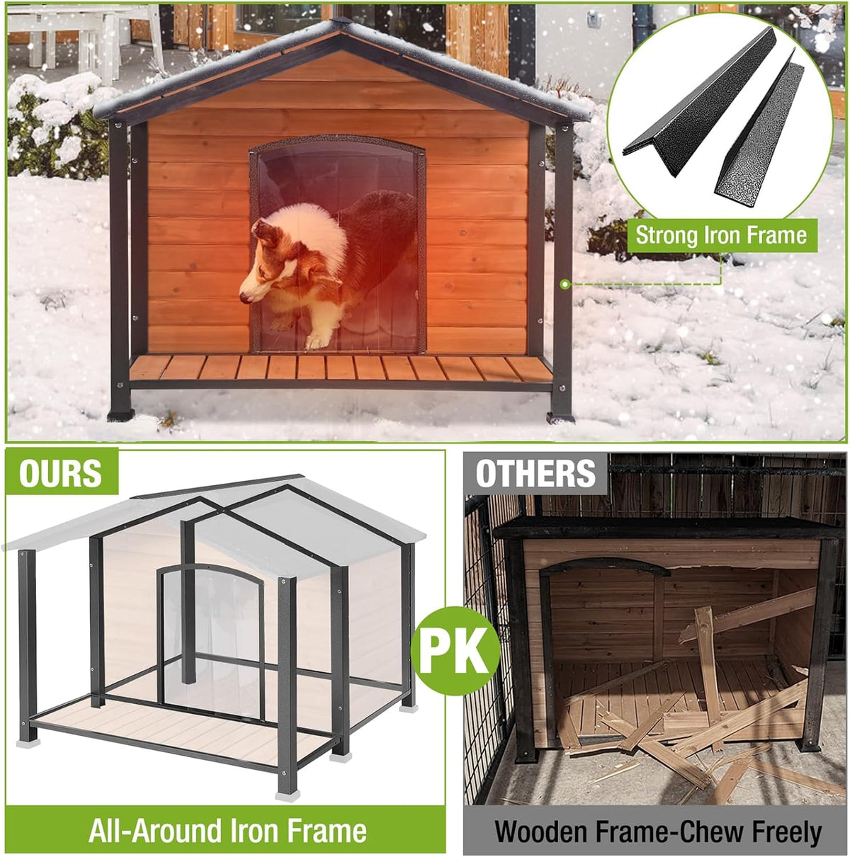 gutinneen dog house outdoor & indoor insulated dog showing dimensions