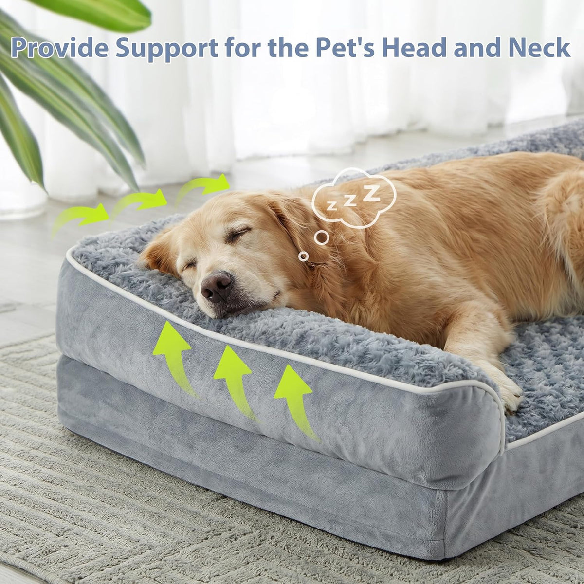 bfpethome orthopedic washable dog bed, sleeping couch for shown in use