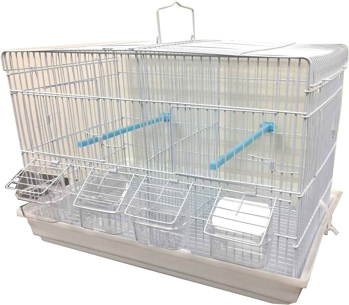 two of breeding bird flight travel vet carrier, close-up detail