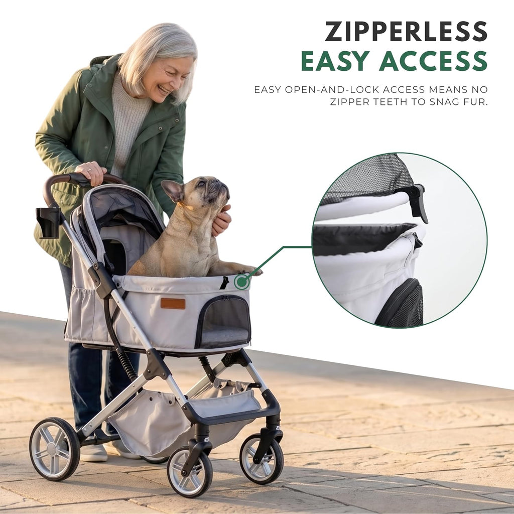 pet stroller for small dogs and cats, one-click showing dimensions