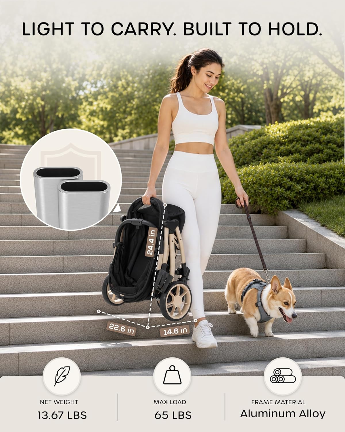 dog stroller for 1/2 small dogs & medium, close-up detail