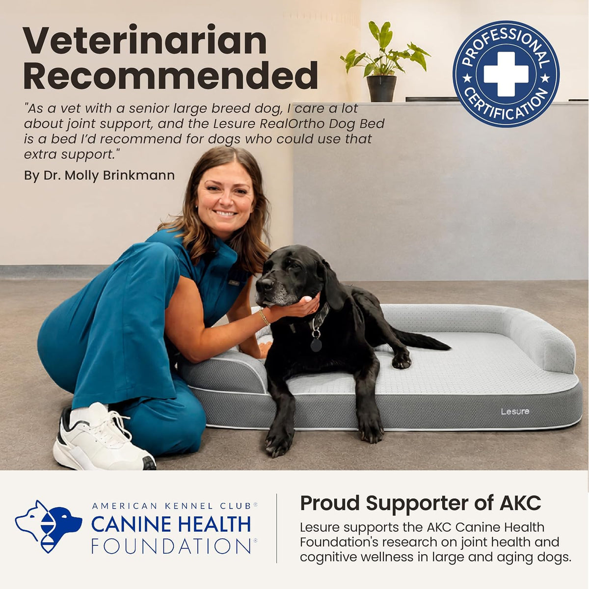 le sure realortho™ xl 3-layer orthopedic dog beds shown in use