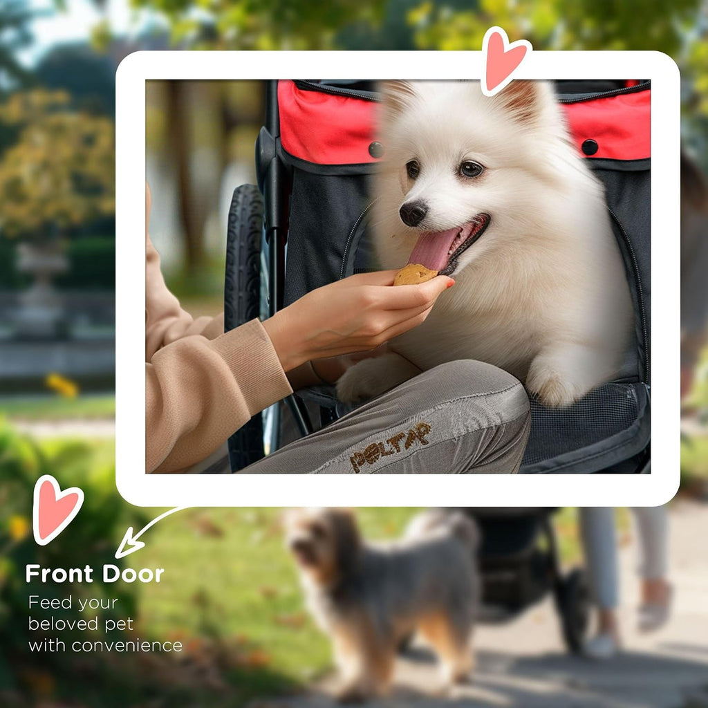 pawhut 3 wheels pet stroller for small and, front angle view