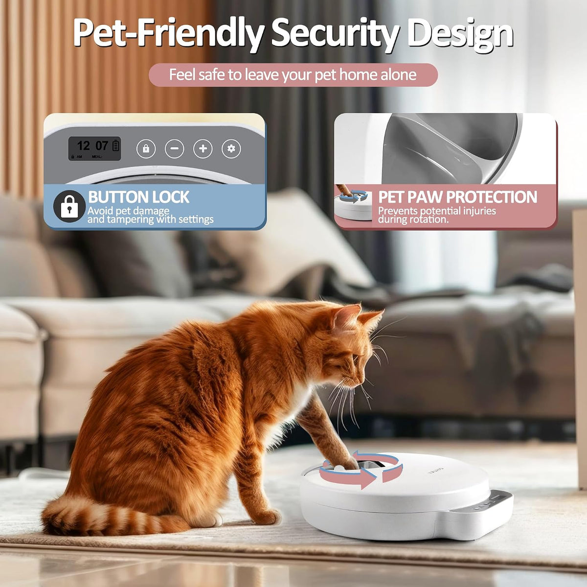 automatic cat feeder wet food, battery operated auto shown in use