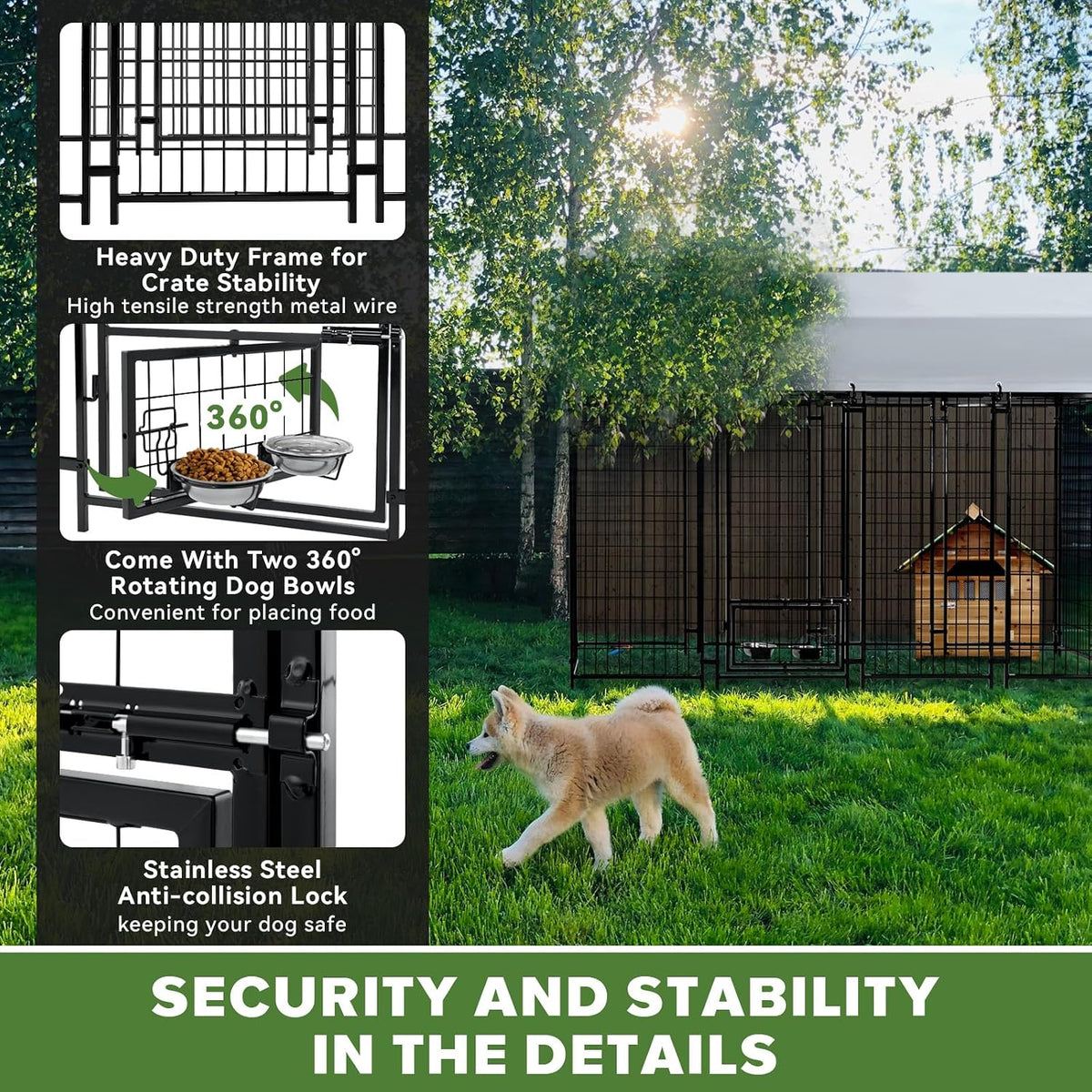 oranland 6x4x6 ft dog kennel outdoor for large, side view