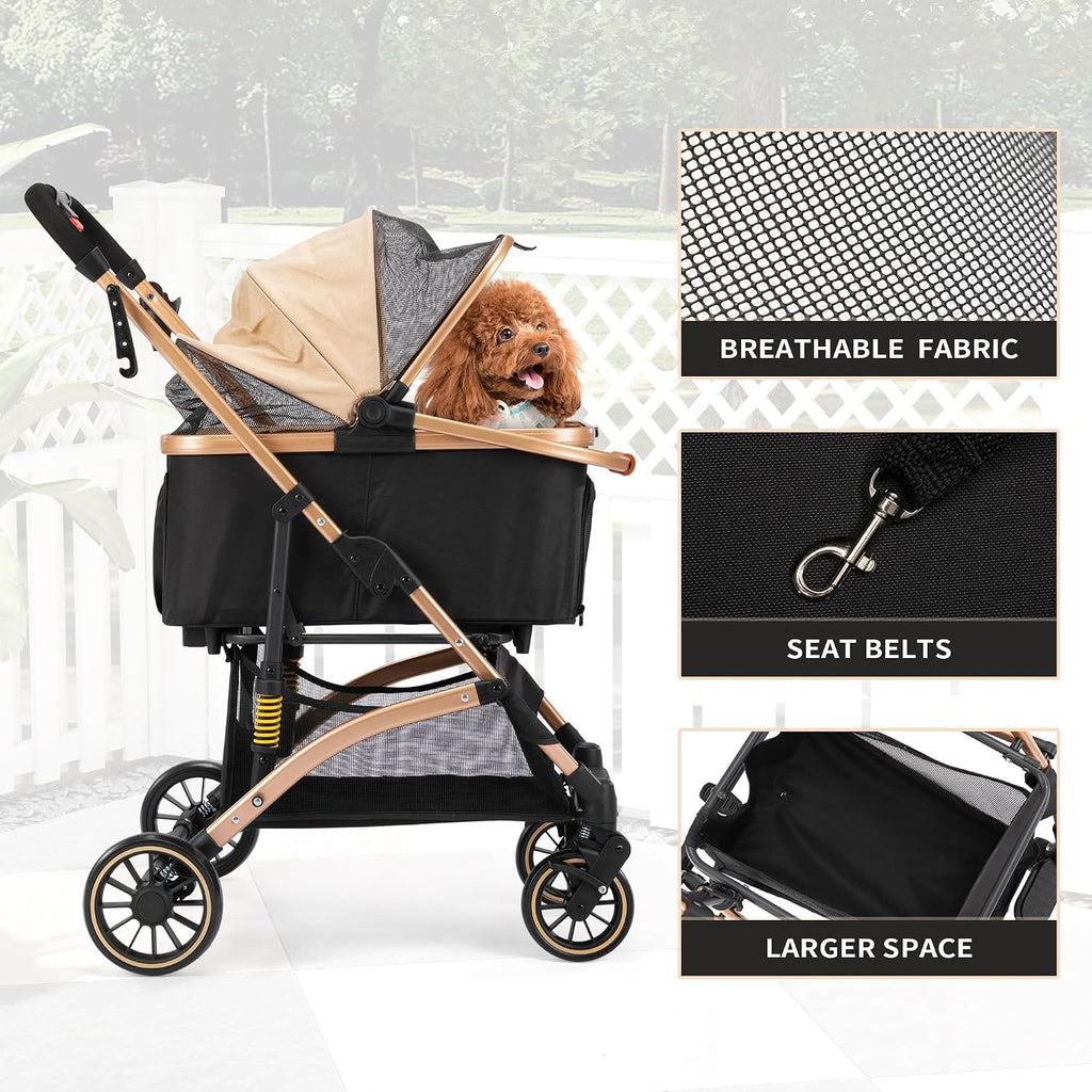 coziwow cat dog stroller, one hand fold puppy, front angle view