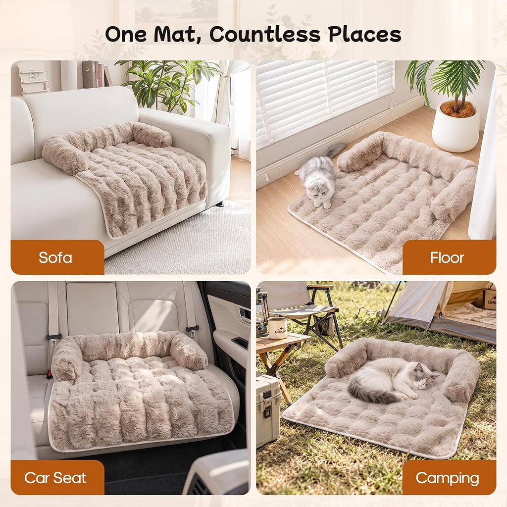 calming dog bed mat, fluffy plush couch cover, package contents