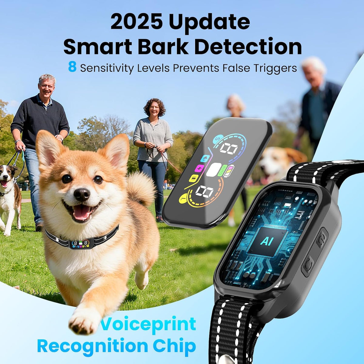 2‑pack 2 in 1 bark collar & shock, side view