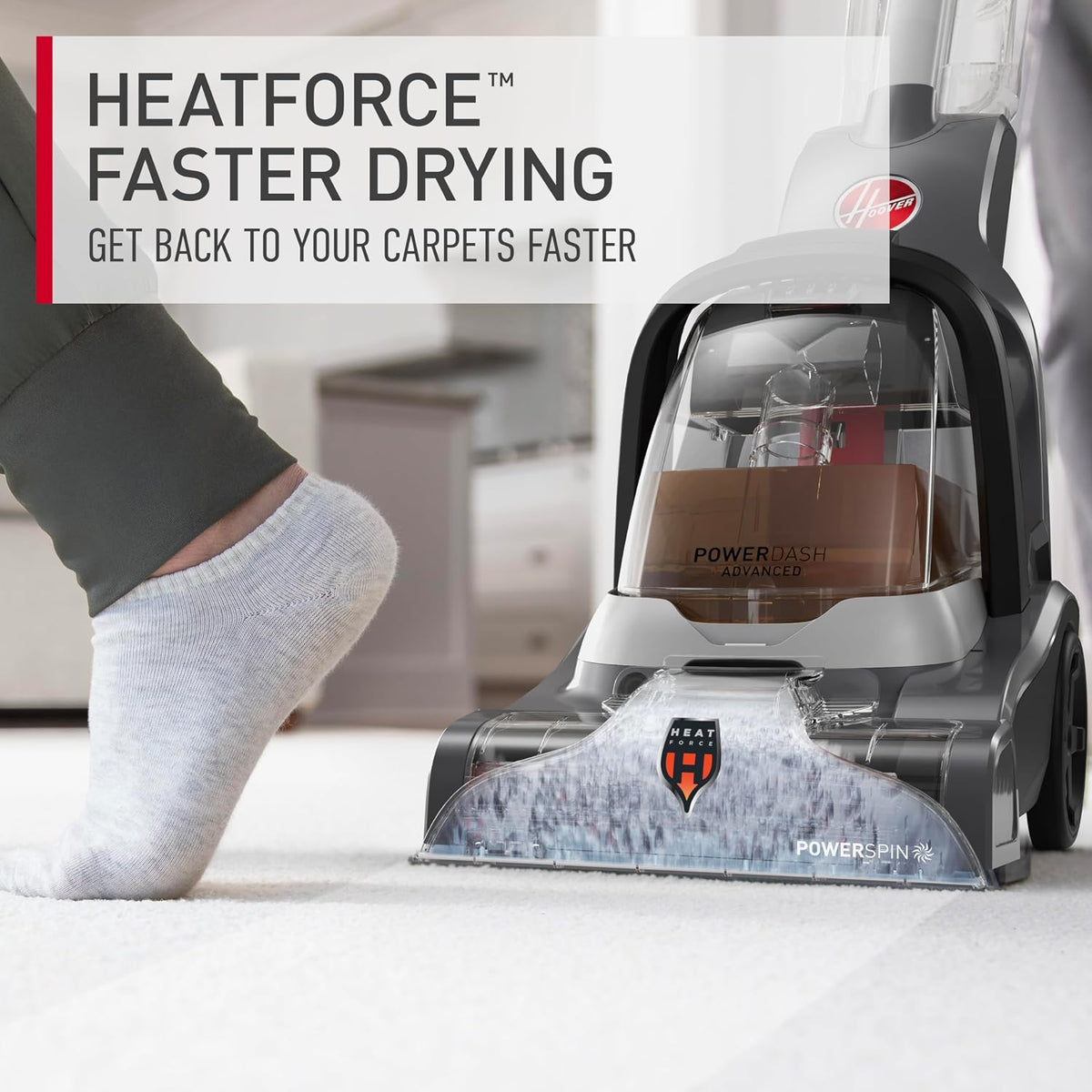 hoover powerdash pet advanced compact carpet cleaner machine, side view