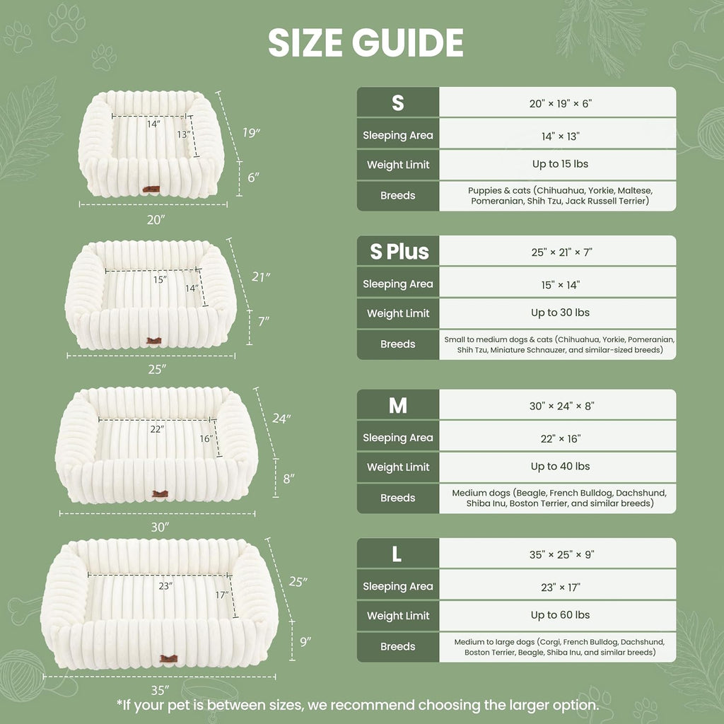 washable dog bed for small medium dogs, rectangle, front angle view