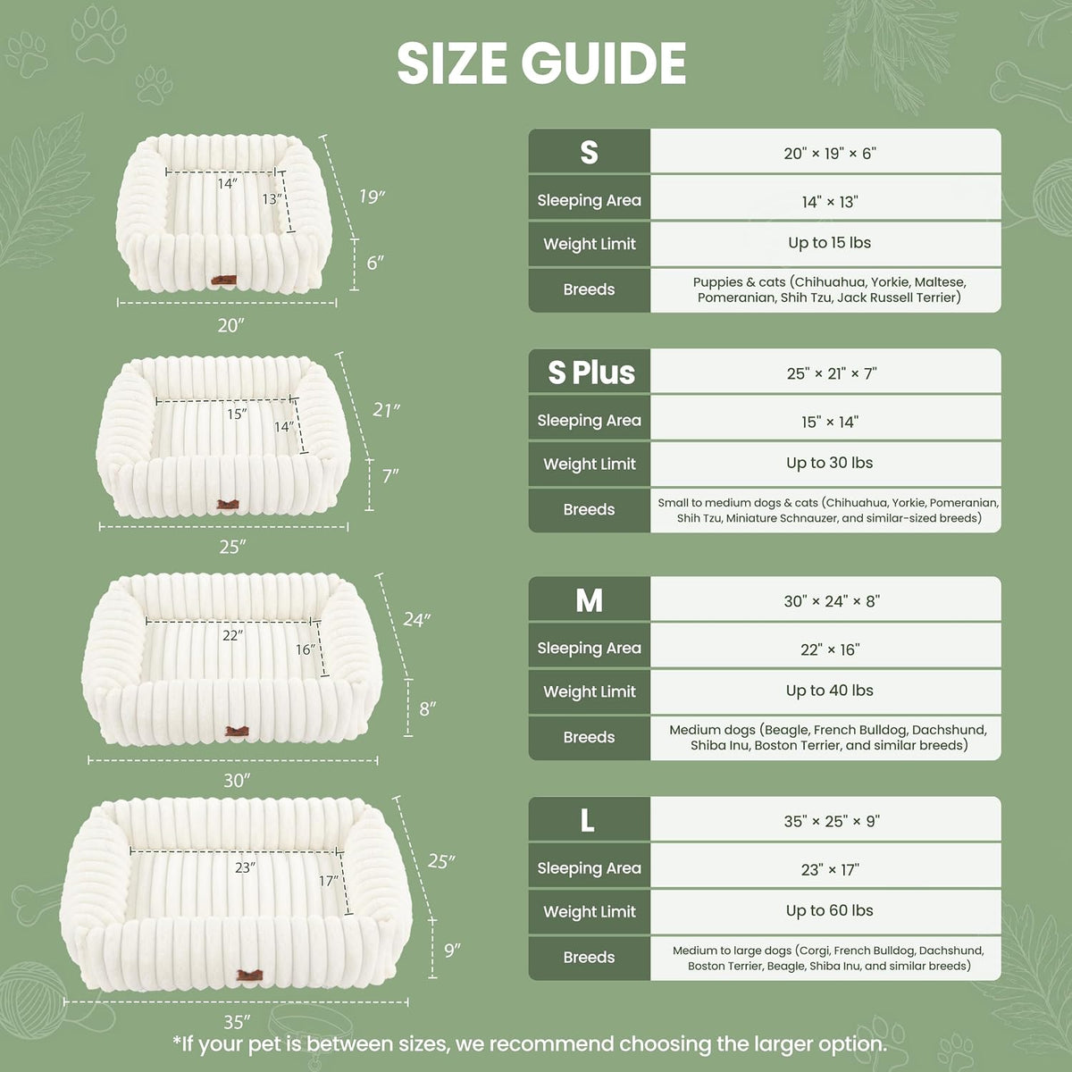 washable dog bed for small medium dogs, rectangle, front angle view