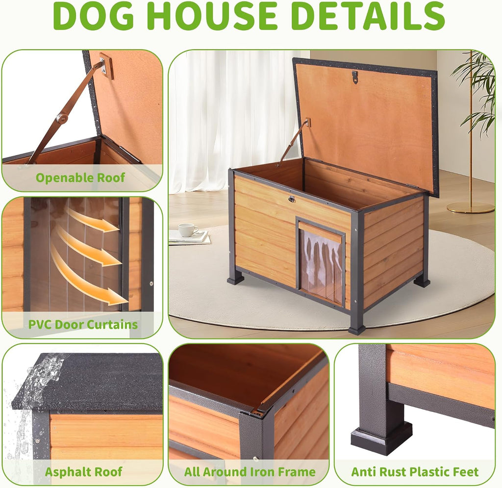 dog house outdoor weatherproof, sturdy large breed doghouse, close-up detail
