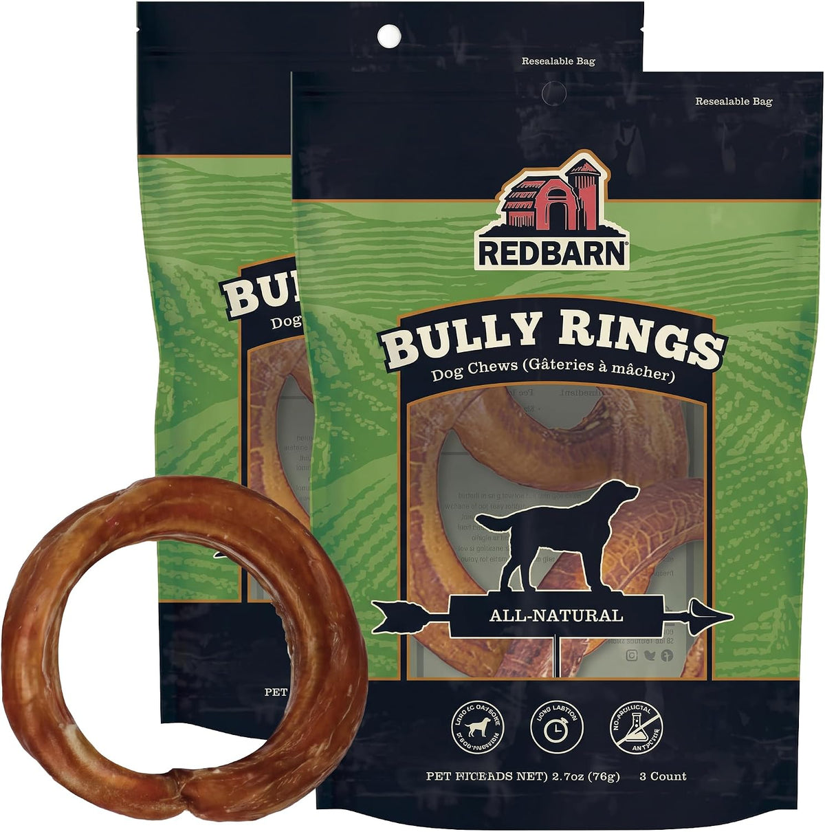 redbarn pet products 100% natural 4" bully stick, main product view
