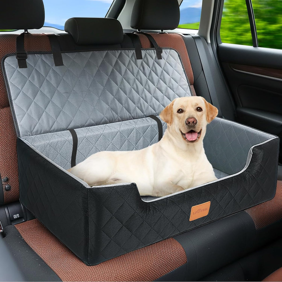 large dog car seat bed for back seat, main product view